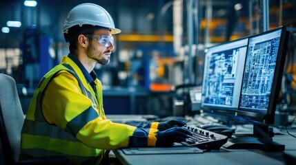 Industrial engineers performing safety audits on new installations, verifying that all machinery adheres to safety and operational standards