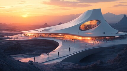modern futuristic buildings in the clouds (skyscrapers of the future)