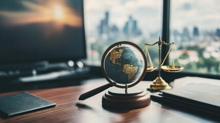 International business lawyers reviewing cross-border business laws, ensuring compliance with global trade policies