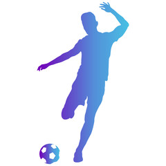 Soccer Player Silhouette with Gradient Color Design. Isolated Vector Illustration.