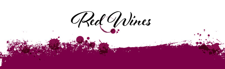 horizontal banner with texture and red wine stains. vector