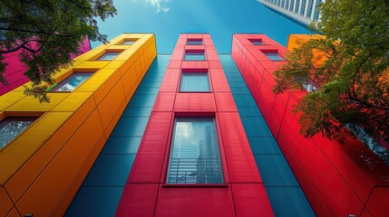 Fototapeta premium Urban Exploration Photography, vibrant colors, cityscapes, dynamic scenes, modern