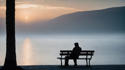 Obraz premium Concept lonely single broken heart. Characters with psychological problems suffer from lack of friends and communication. concept of lonely, sad, alone, person. AI generated image, ai..