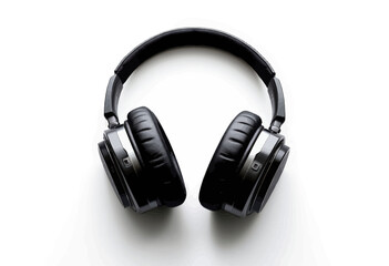 Fototapeta premium Black Headphones on White Background 