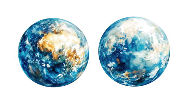 Realistic Earth Planets on Transparent Background Generative AI