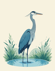 Obraz premium Blue Heron in Water 