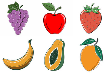 A variety of fruits, including bananas, apples, grapes, strawberries
