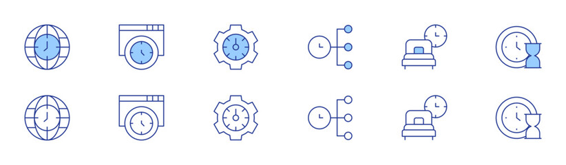 Time icon set in two styles, Duotone and Thin Line style. Editable stroke. time, time management, time manager, time to sleep, timer