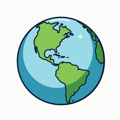 Cartoon Earth Illustration with Americas 
