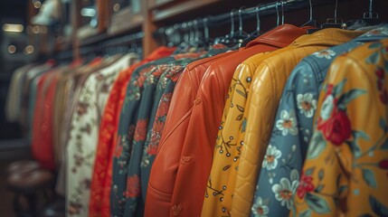 Obraz premium Vintage Fashion, vibrant colors, nostalgic attire, indoor setting, inviting