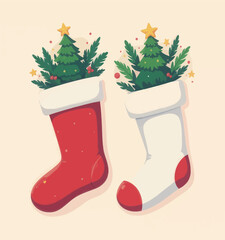 Christmas Stocking with Christmas Trees 
