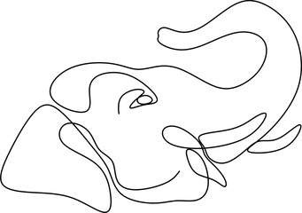 Continuous line elephant head. Vector illustration in one line. 