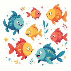 Obraz premium Cute Cartoon Fish Illustration 