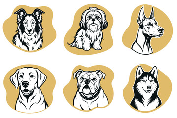 Obraz premium A set of dog illustrations with a variety of breeds