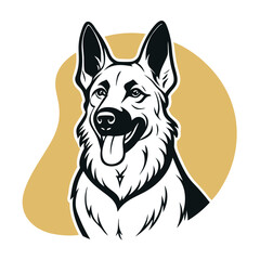 A black and white dog with a tongue sticking out