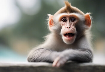 A monkey giving a thumbs up isolated on white background transparent