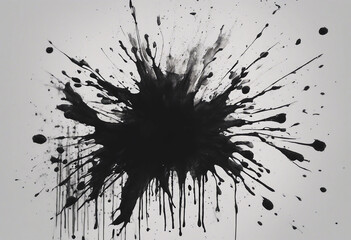 Abstract black in splash paint brush strokes stain grunge isolated on clear background Japanese styl