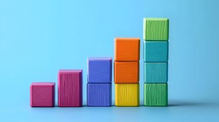 Naklejka premium Colorful Building Block Bar Graph Representing Educational Growth Milestones