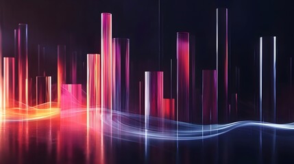 Futuristic Dynamic Bar Graph with Flowing Liquid Data Visualization