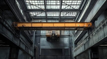 Obraz premium Modern Industrial Steel Factory Warehouse with Overhead Crane