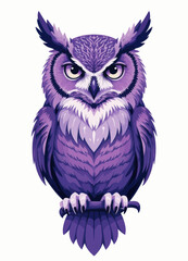 Obraz premium Purple Owl Illustration on Branch
