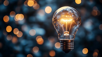 Lightbulb glowing brightly against a dark background, symbolizing a new idea or inspiration