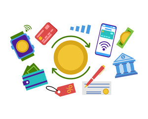 Payment methods. Vector simple color flat illustration.