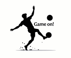 Soccer Player Silhouette Kicking Ball 
