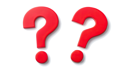Collection of Red Question Marks Isolated on a Transparent Background Generative AI