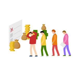 Unemployment benefits. Vector simple color flat illustration.