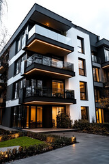 Obraz premium Modern apartment building with balconies.