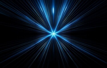 A bright blue starburst with streaks of light radiating outward in a black background.