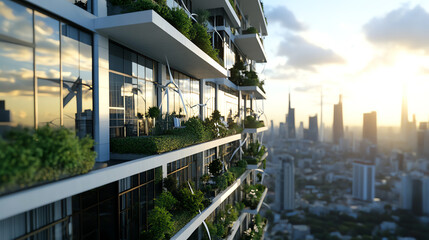 Fototapeta premium Modern building with green terrace plants