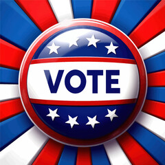 Vote Button with American Flag Design 
