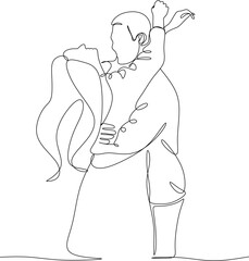 Vector drawing of happy couple man and woman. For use as a flyer template or for use in web design. 