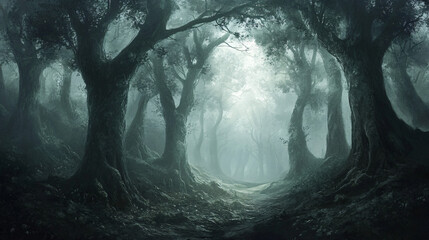 A forest where the wind carries the sound of distant screams.