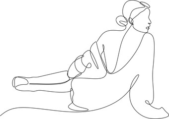 One line girl or woman portrait design. Hand drawn minimalism style vector illustration