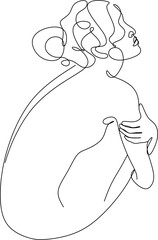 One line girl or woman portrait design. Hand drawn minimalism style vector illustration