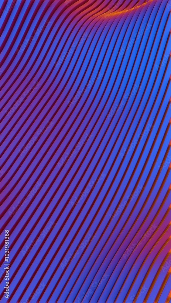 Poster abstract blue and orange wavy lines - flowing geometric pattern