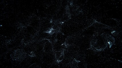 Abstract Particle Cloud in Motion with Neon Blue Effect on Black Background