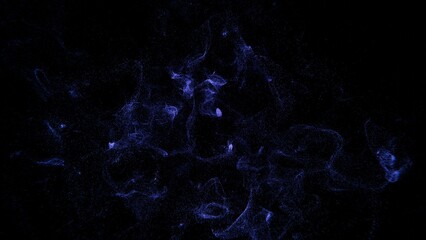 Abstract Particle Cloud in Motion with Neon Blue Effect on Black Background