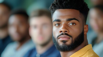 Man attending a mental health seminar or workshop focused on self care personal development and well being strategies specifically for men  The event provides education support