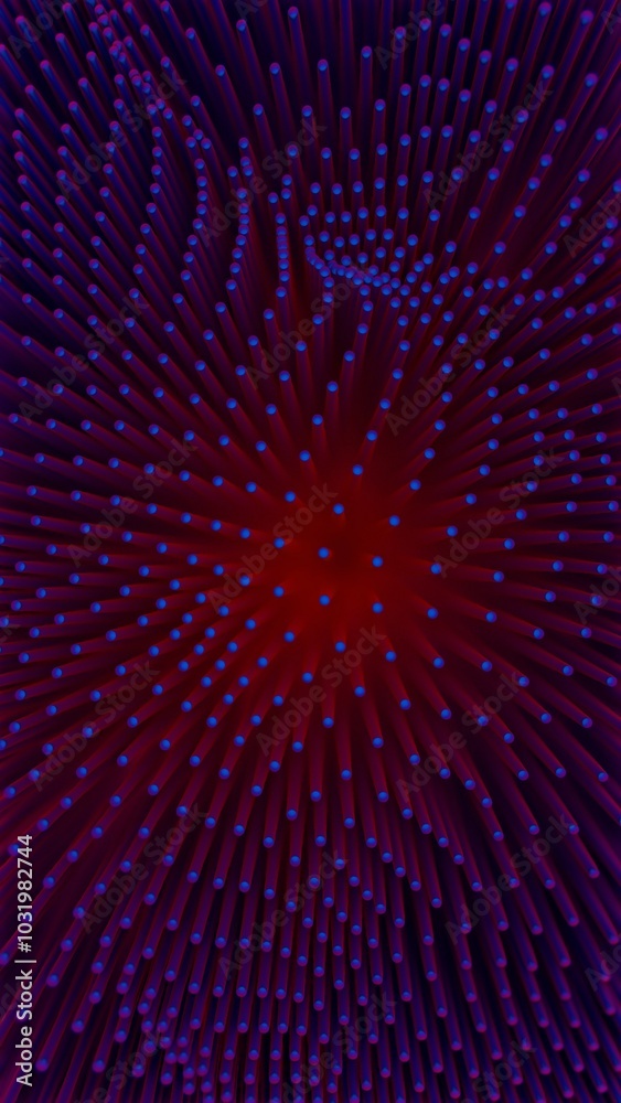Poster red and blue abstract radiating light pattern