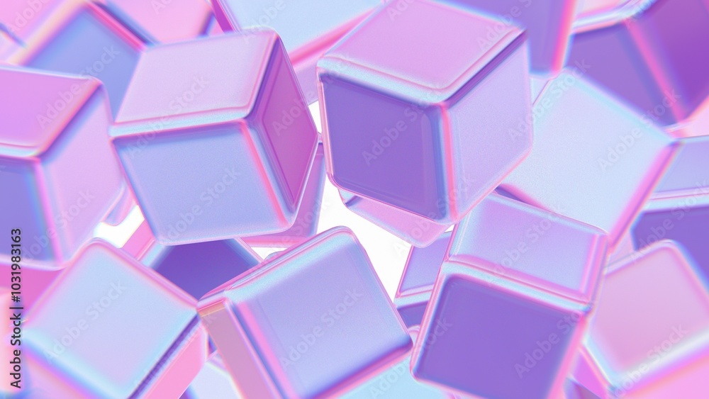 Aufkleber abstract pastel cubes floating in a soft gradient environment