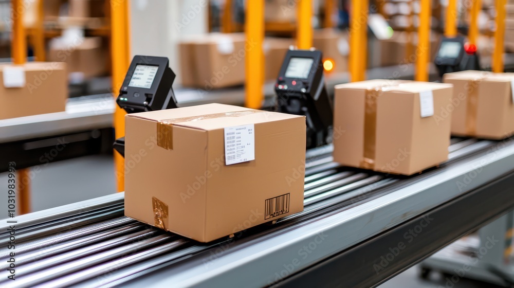 Poster efficient scanning and sorting of boxes on a conveyor belt system