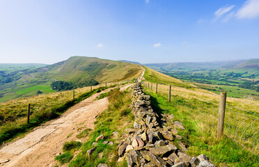 Misty late summer morning on the top of Mam Tor, Derbyshire.
