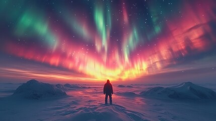 Aurora Borealis Dancing over a Frozen Tundra