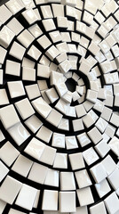 Fototapeta premium Abstract spiral tile pattern, white isolate background