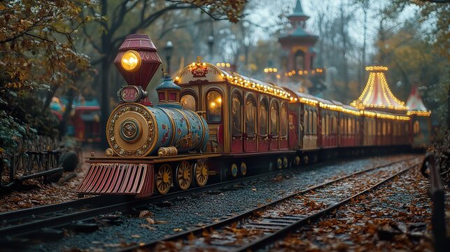 Circus Train with Beautifully Painted Carriages: A Nostalgic Vintage Illustration