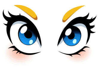 Anime Eyes with Eyeliner and Blush 
